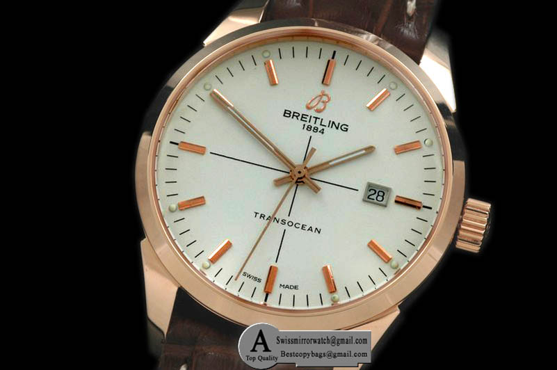 Breitling R1036012/G722 TransOcean Rose Gold/Leather White A-2892 Replica Watches