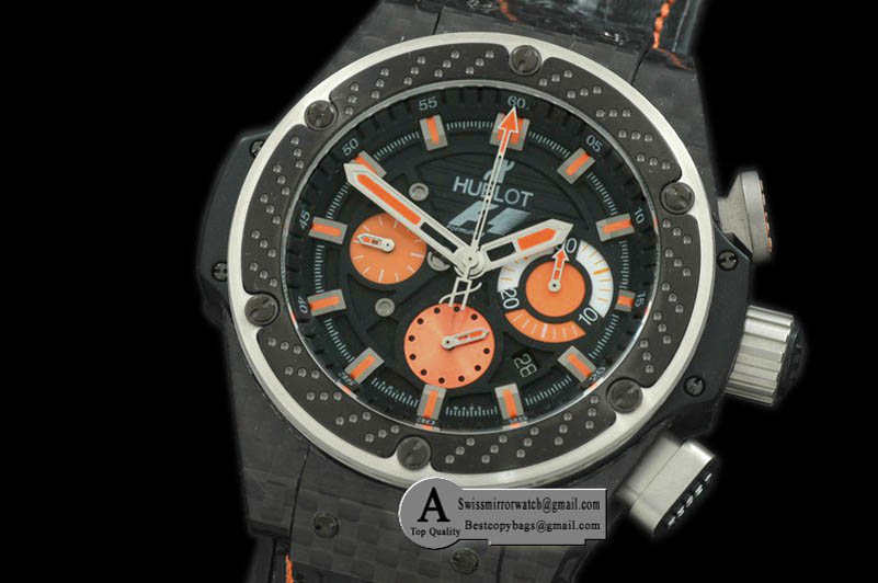 Hublot King Power F1 Interlago SS/Leather Black/Orange A-7750 28800bph Replica Watches