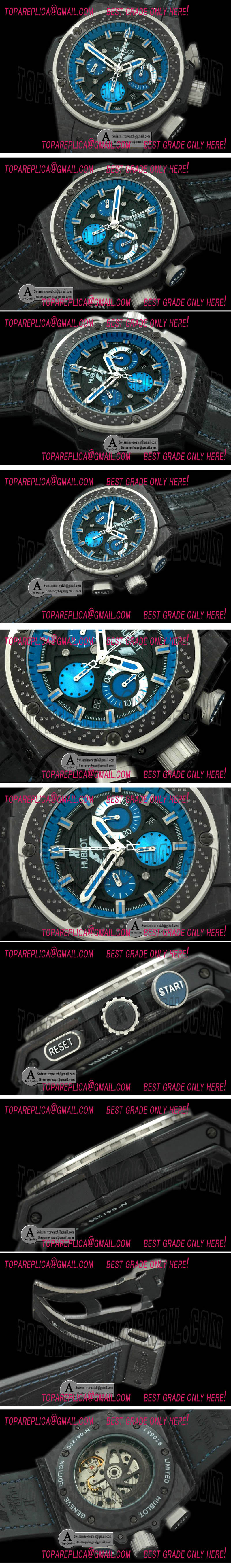 Hublot King Power F1 Interlago SS/Leather Black/Blue A-7750 28800bph Replica Watches