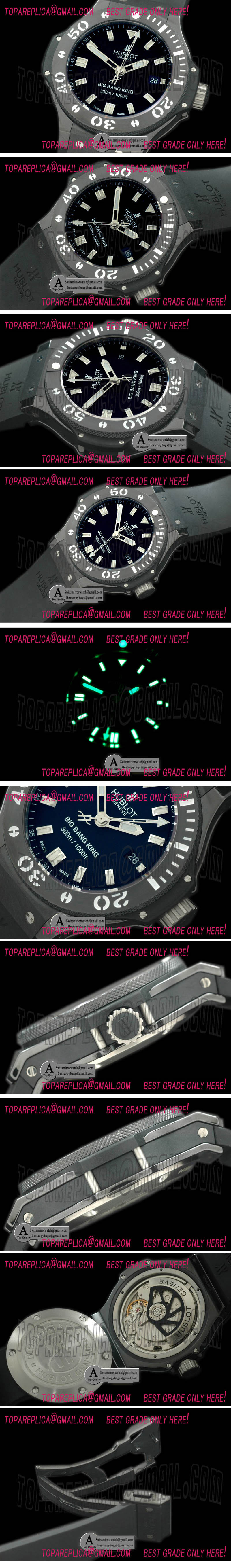 Hublot Big Bang King Black Magic Rubber Black A-7750 Replica Watches
