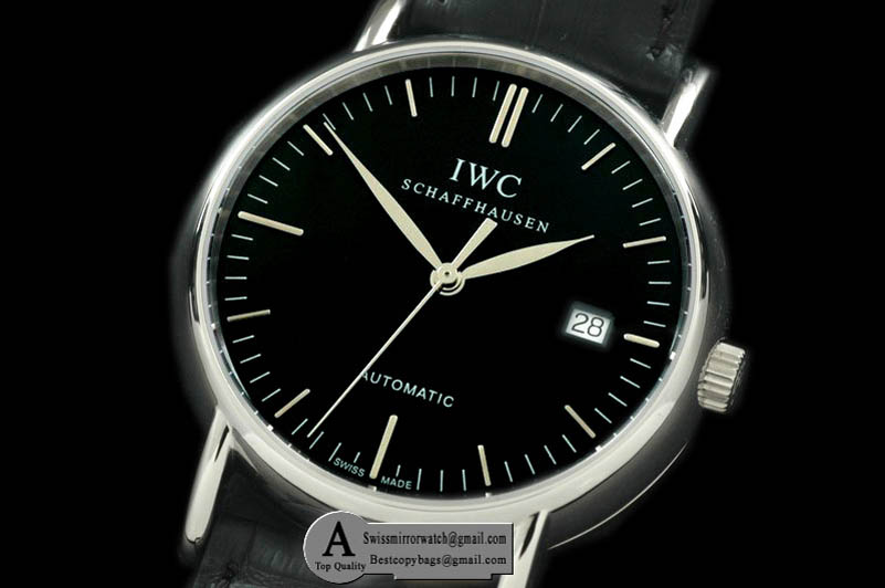 IWC IW356308 Portofino Automatic SS/Leather Black Asia 2892 Replica Watches