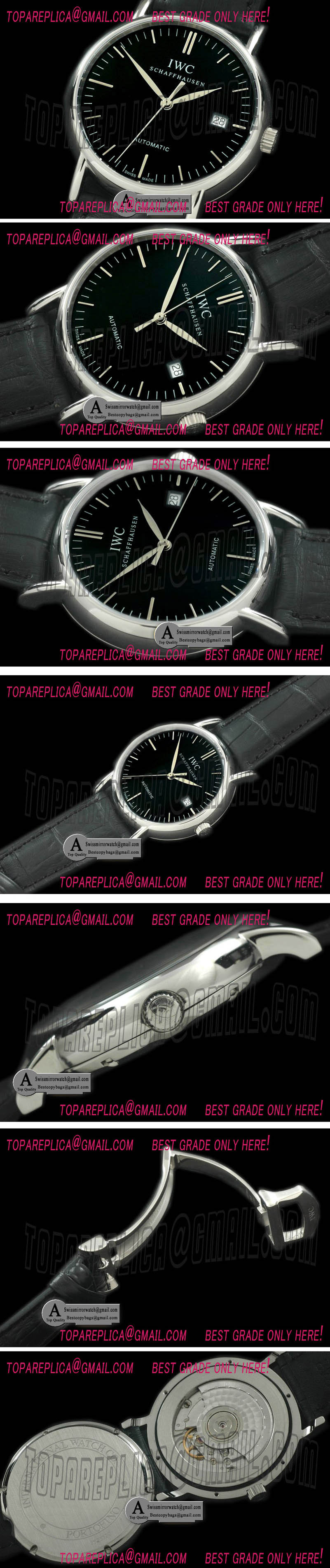 IWC Portofino Automatic SS/Leather Black Asia 2892 Replica Watches