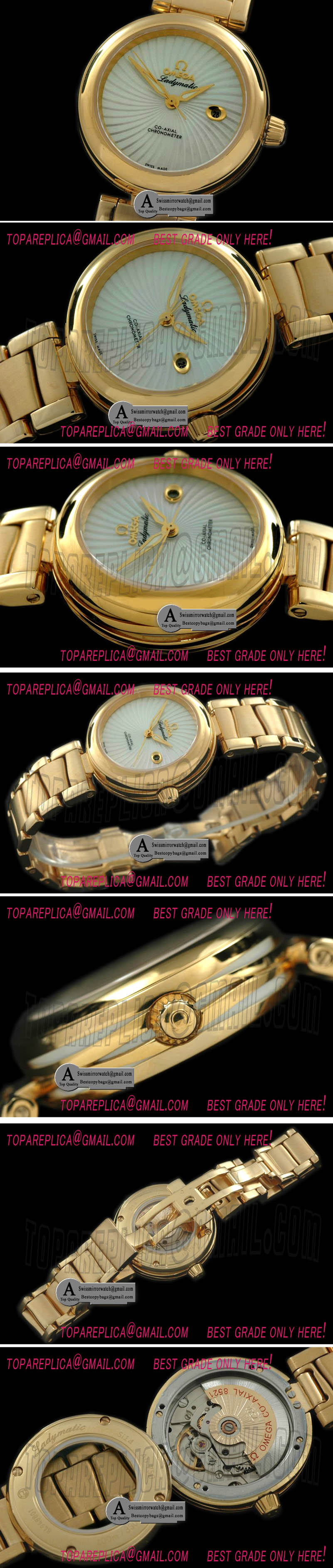 Omega Deville Ladymatic Mid Yellow Gold/Yellow Gold White A-2836 Replica Watches