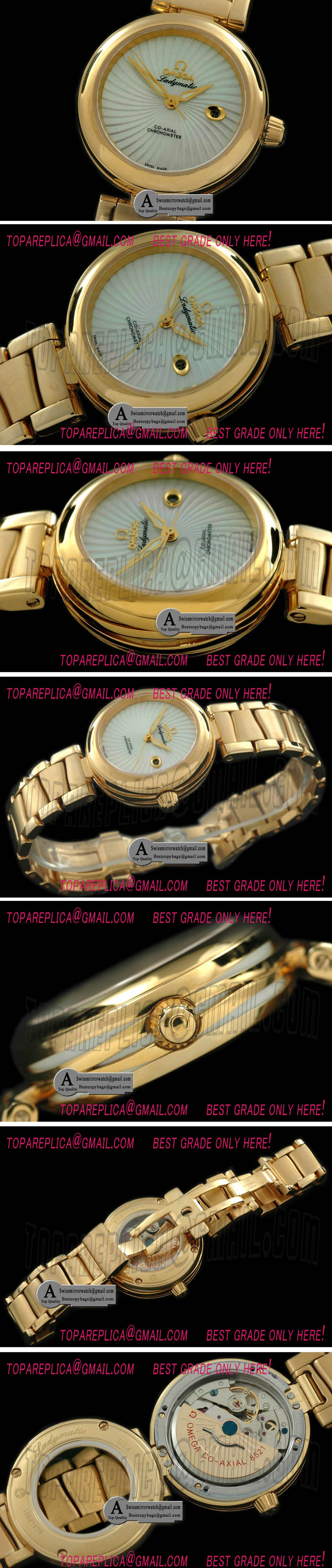 Omega Deville Ladymatic Mid Yellow Gold/Yellow Gold White 2813 21J Replica Watches