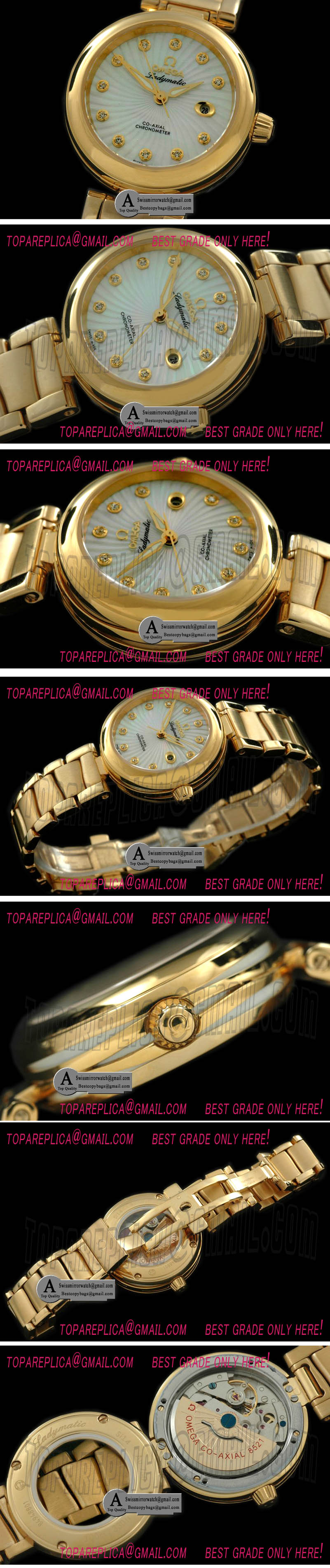 Omega 425.60.34.20.55.002 Deville Ladymatic Mid Yellow Gold/Yellow Gold White 2813 21J Replica Watches