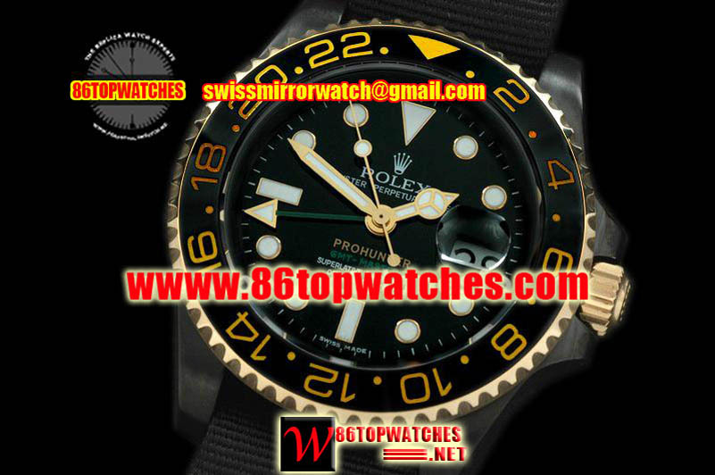Rolex 116713 Pro Hunter GMT Master PVD Yellow Gold Black Ceramic Bezel Asia 2836 Replica Watches