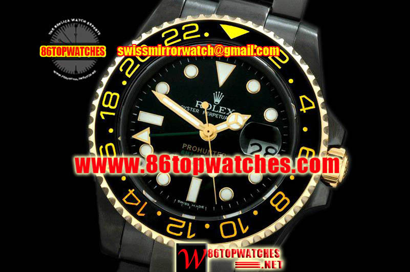 Rolex 116713 Pro Hunter GMT Master PVD Yellow Gold Black Ceramic Bezel A2813 Replica Watches