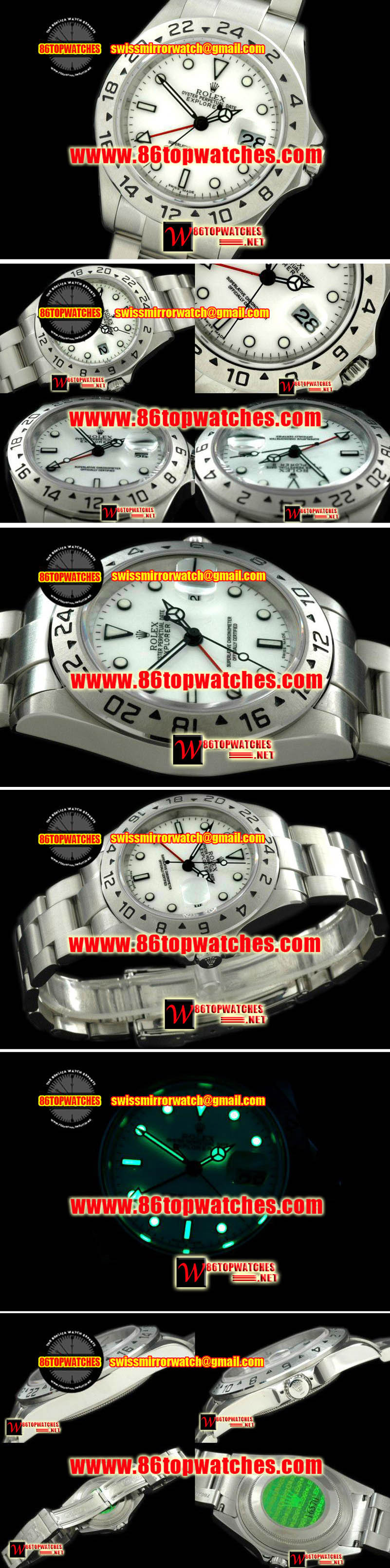 Rolex  Explorer II 16570 SS White A-2813 Replica Watches