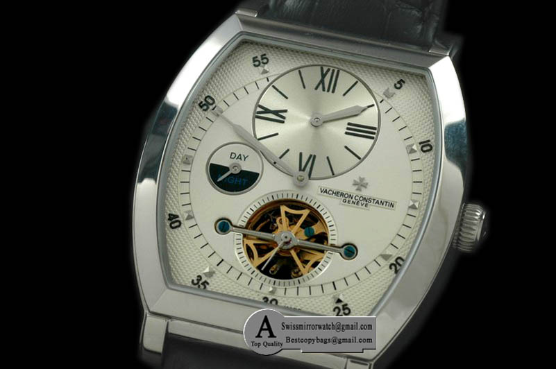 Vacheron Constantin Malte Regulator Tourbillon SS/Leather White Dial Asian 2813 Replica Watches