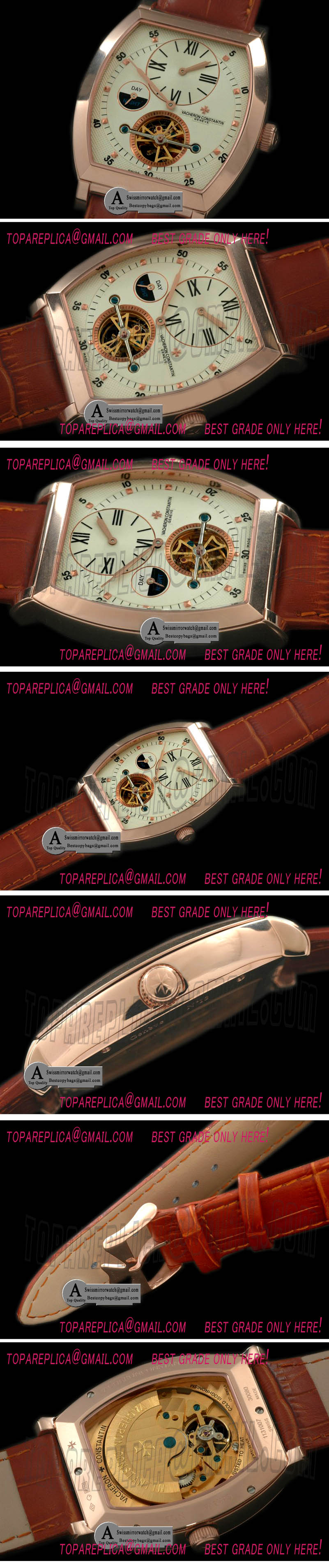 Vacheron Constantin Malte Regulator Tourbillon Rose Gold/Leather White Dial Asian 2813 Replica Watches