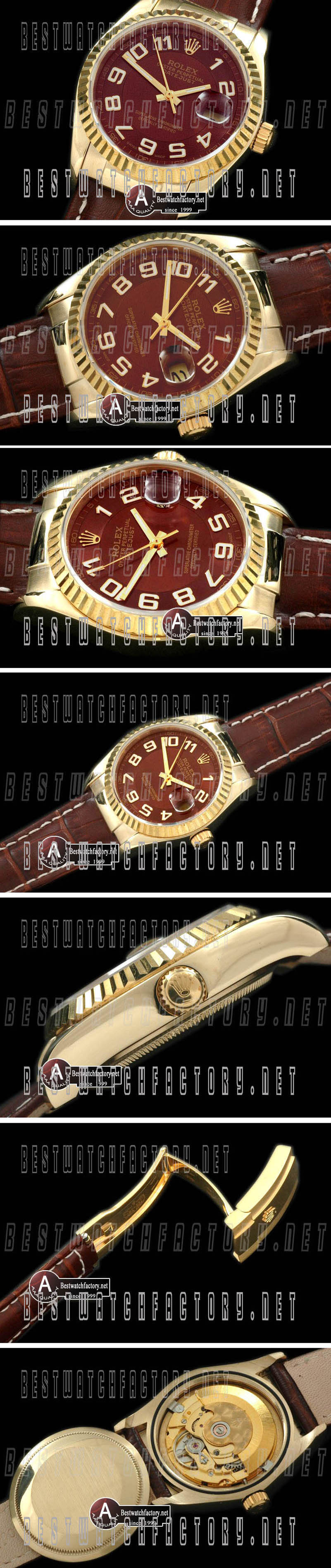 Leather Brown Dial Numeral Markers Swiss ETA 2836