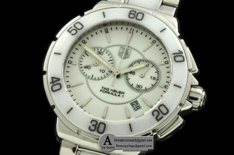 Tag Heuer F1 Ladies SS Ceramic White Swiss Eta Replica Watches