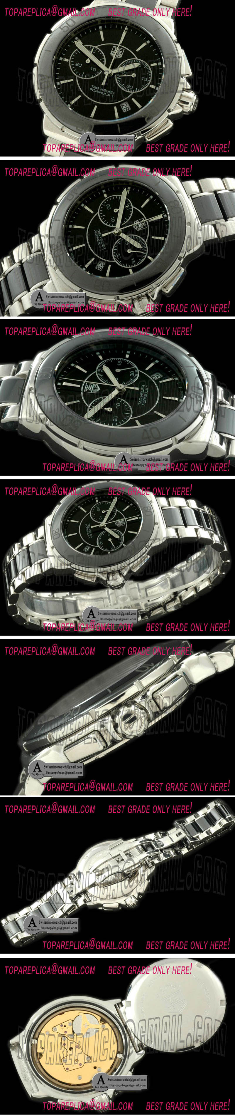 Tag Heuer F1 Ladies SS Ceramic Black Swiss Eta Replica Watches