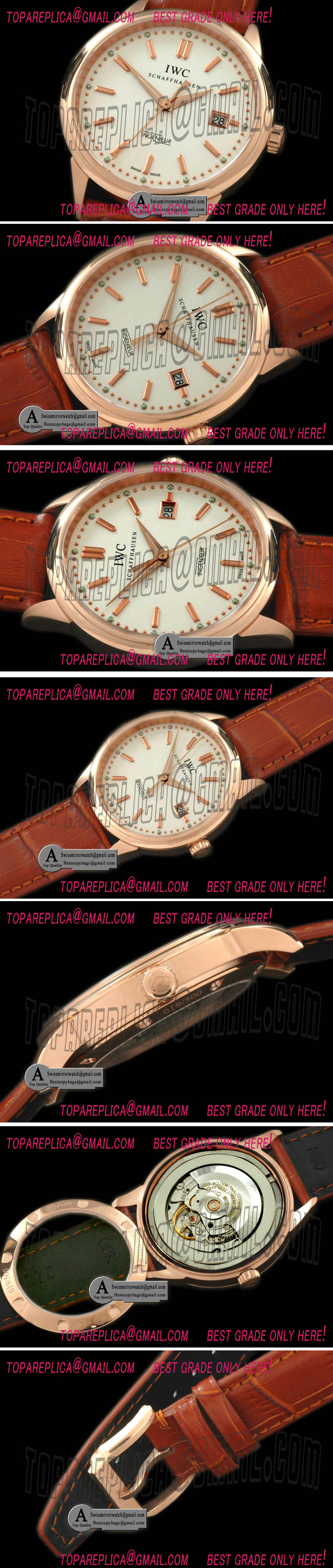 IWC Ingenuier Vintage Rose Gold Leather White A 2824 Replica Watches
