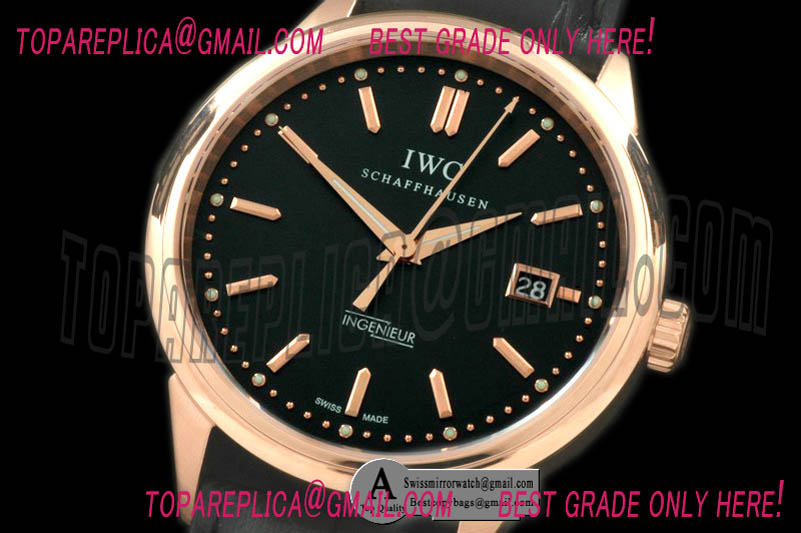 IWC IW323303 Ingenuier Vintage Rose Gold Leather Black A 2824 Replica Watches