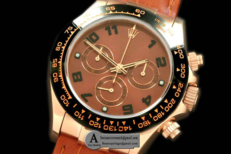 Rolex 2011 Rose Gold Leather Brown Numeral A-7750 Sec@6 28800 Replica Watches