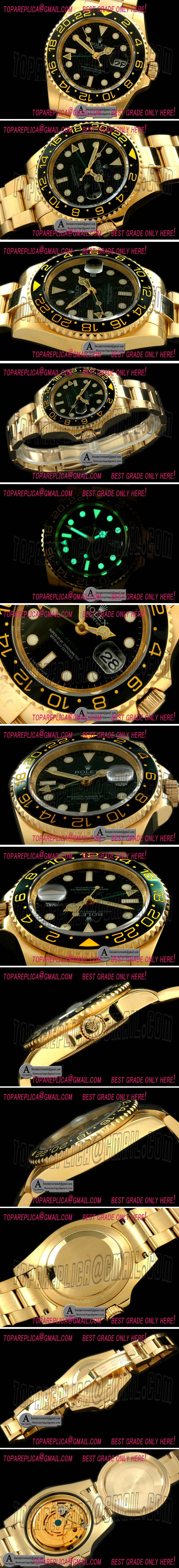 Rolex 116718 GMT Master Yellow Gold/Yellow Gold 2008 GMT Black Asian 2813 Replica Watches