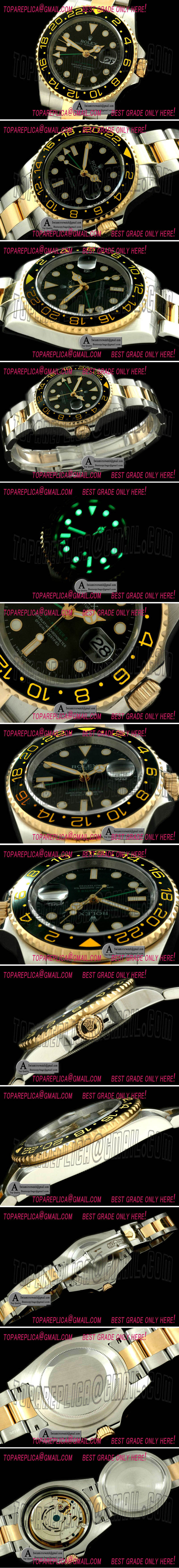 Rolex 116713LN GMT Master SS/Yellow Gold 2008 GMT TT Black Asian 2813 Replica Watches