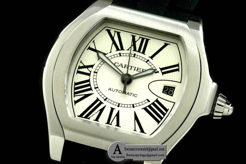 Cartier W6206017 Roadster SS/Rubber White Swiss SW 200 Replica Watches