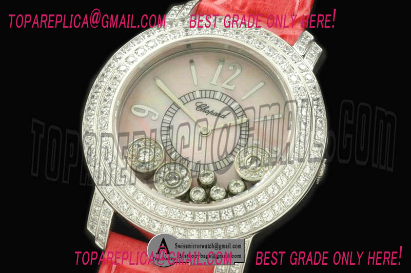 Chopard Happy Sports Ladies SS/Leather MOP Pink Swiss Quartz Replica Watches