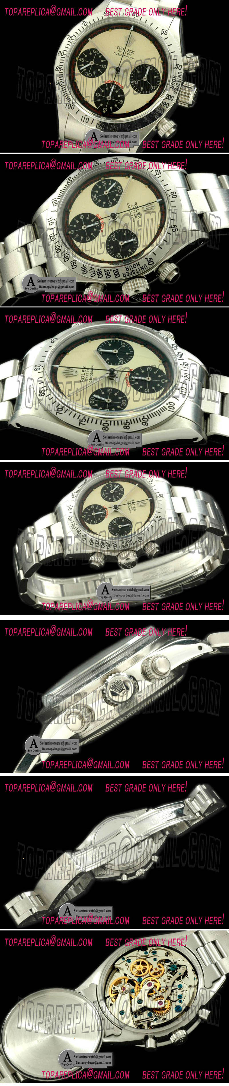 Rolex Daytone 6263 SS SS Cream Asian Venus 75 Handwind Replica Watches