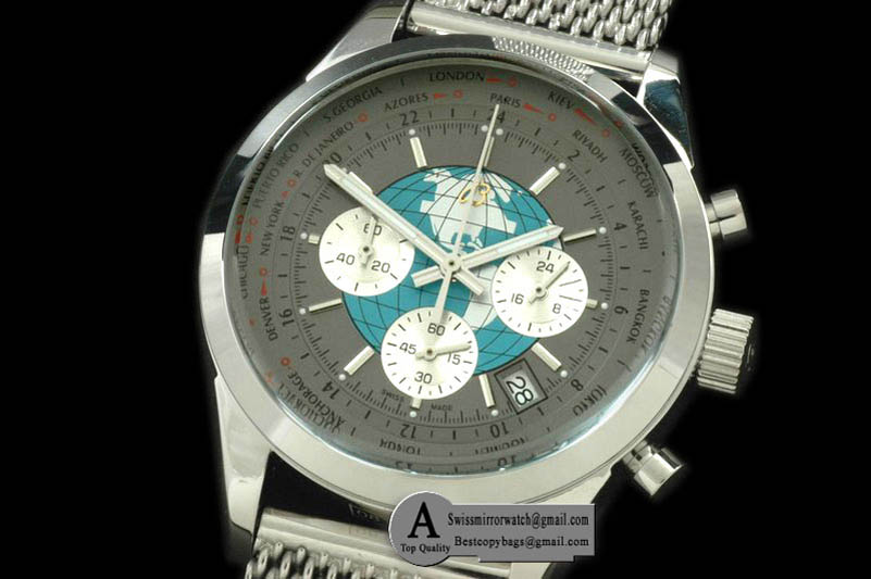 Breitling TransOcean Unitime Chrono SS SS Grey Jap OS20 Qtz Replica Watches