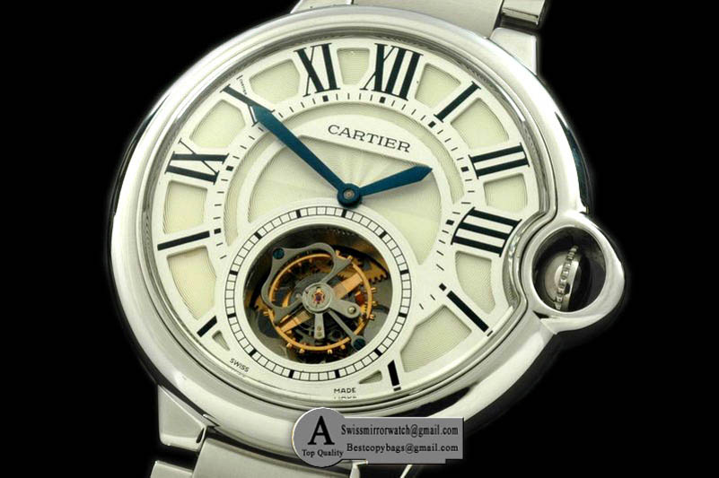 Cartier Ballon de Cartier XL Tourbillon SS/SS White F-Tourbi Replica Watches