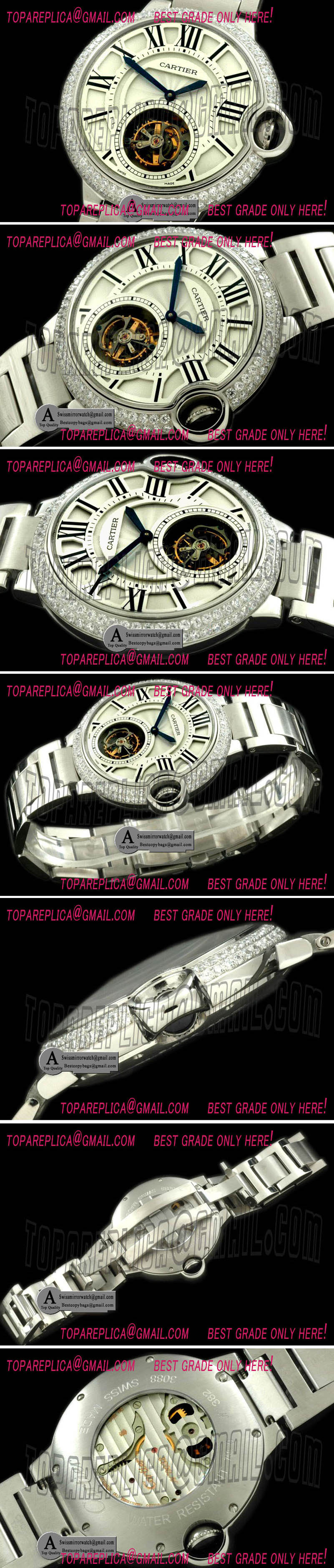 Cartier Ballon de Cartier XL Tourbillon SS/SS White F-Tourbi Replica Watches