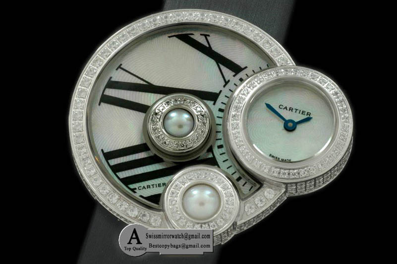 Cartier WJ304850 Perle De Cartier SS/Stainless Steel /Diamond White Swiss Quartz Replica Watches