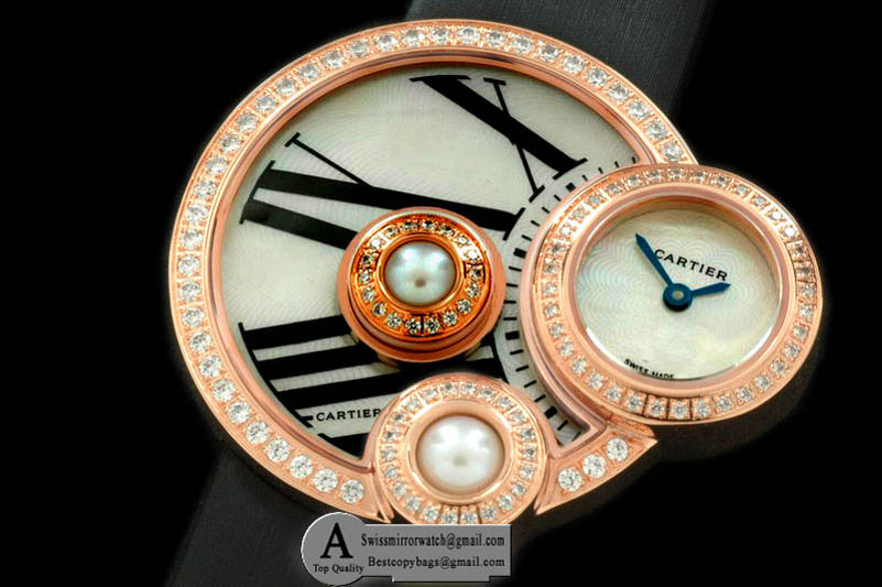 Cartier WJ304850 Perle De Cartier Rose Gold/Stainless Steel White Swiss Quartz Replica Watches