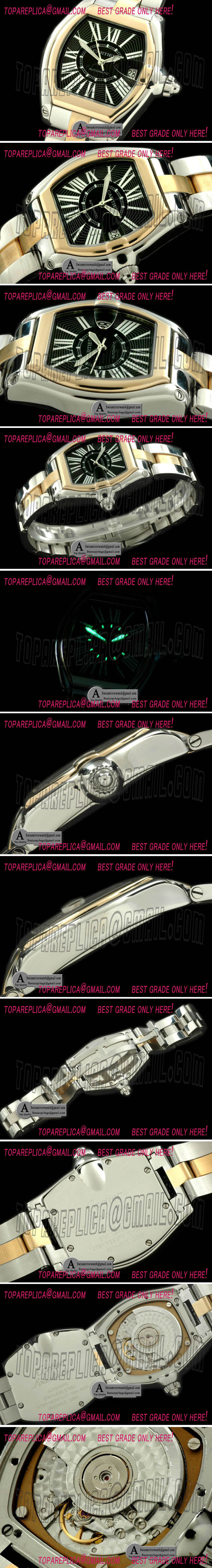 Cartier Men Roadster SS/Yellow Gold TT Black Asian 2892 Replica Watches