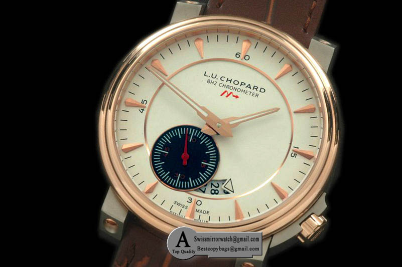 Chopard LUC 8Hz Rose Gold Leather White Asia 2813 Replica Watches