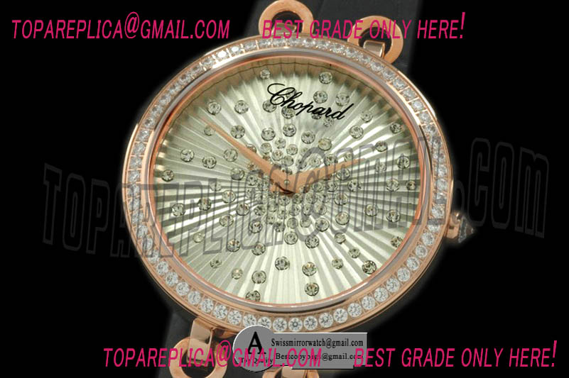 Chopard Xtravagaza Mid Rose Gold Leather Silver Swiss Quartz Replica Watches