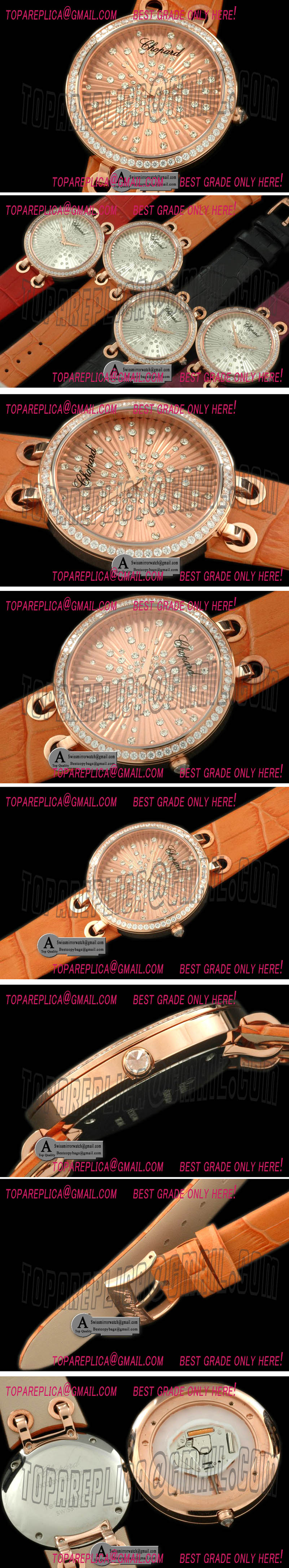 Chopard Xtravagaza Mid Rose Gold Leather Rose Gold Swiss Quartz Replica Watches