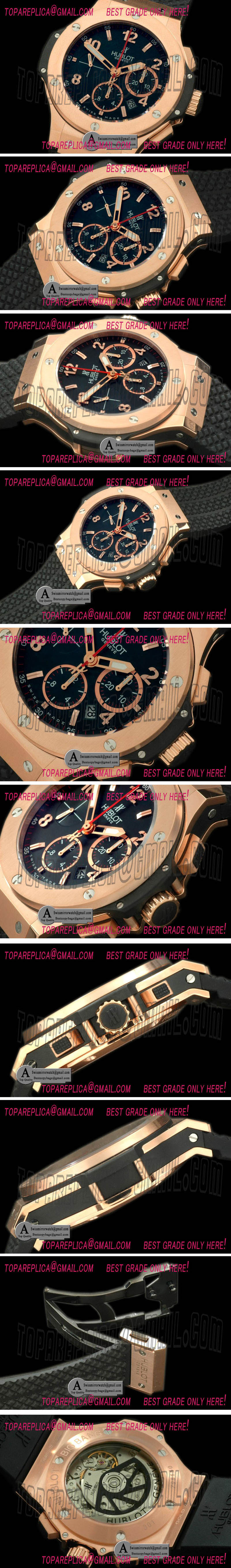 Hublot Big Bang Rose Gold/Rose Gold Black A-7750 Replica Watches