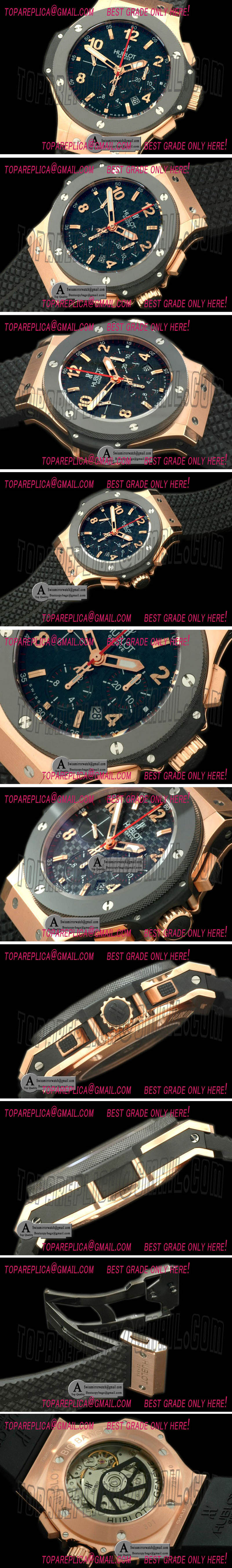 Hublot Big Bang Rose Gold/Ceramic Black A-7750 Replica Watches