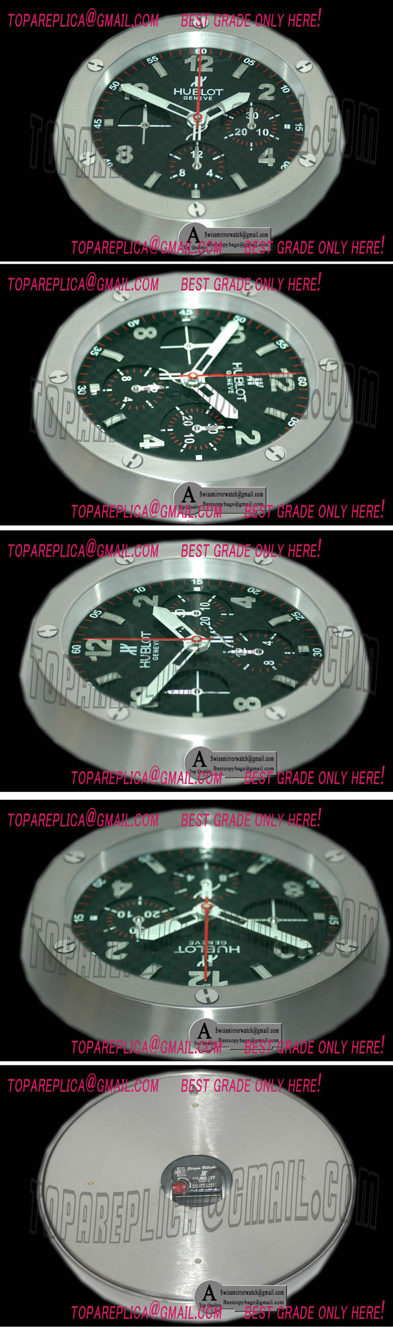 Hublot Dealer Clock BigBang Style SS CF Blacl Swiss Quartz Replica Watches