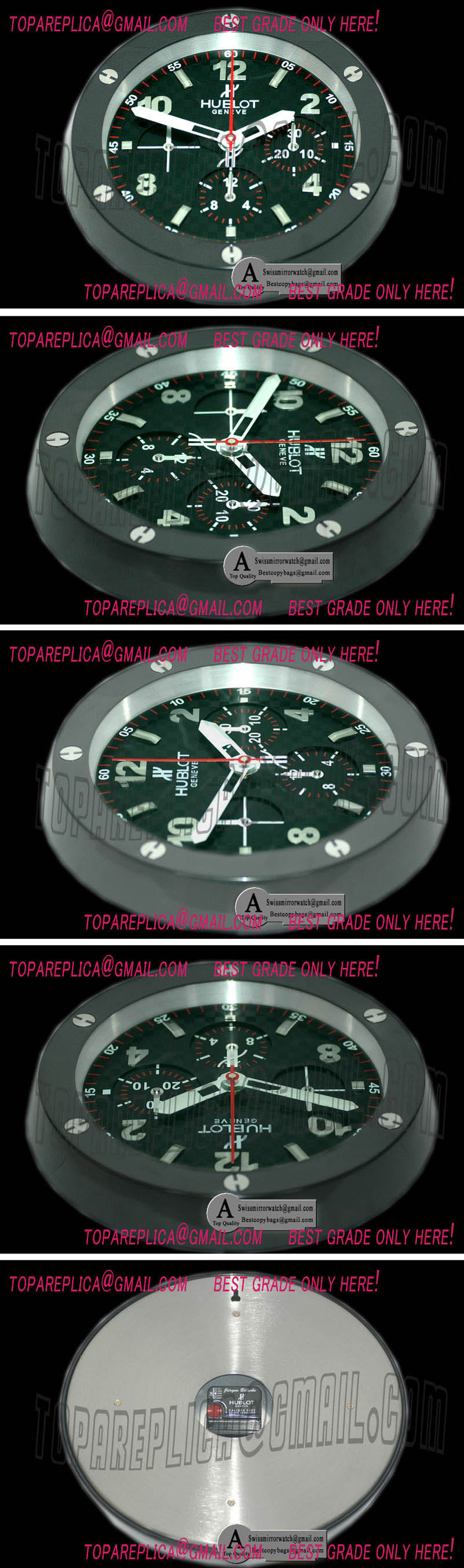 Hublot Dealer Clock BigBang Style PVD CF Black Swiss Quartz Replica Watches
