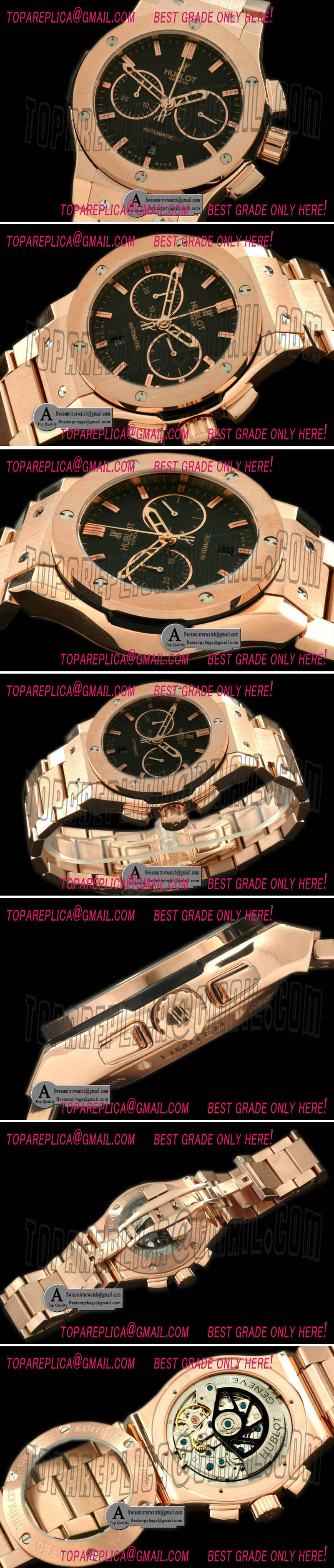Hublot Classic Fusion 521.OX.1180.OX Chrono V2 Rose Gold Rose Gold Black A 7750 Replica Watches