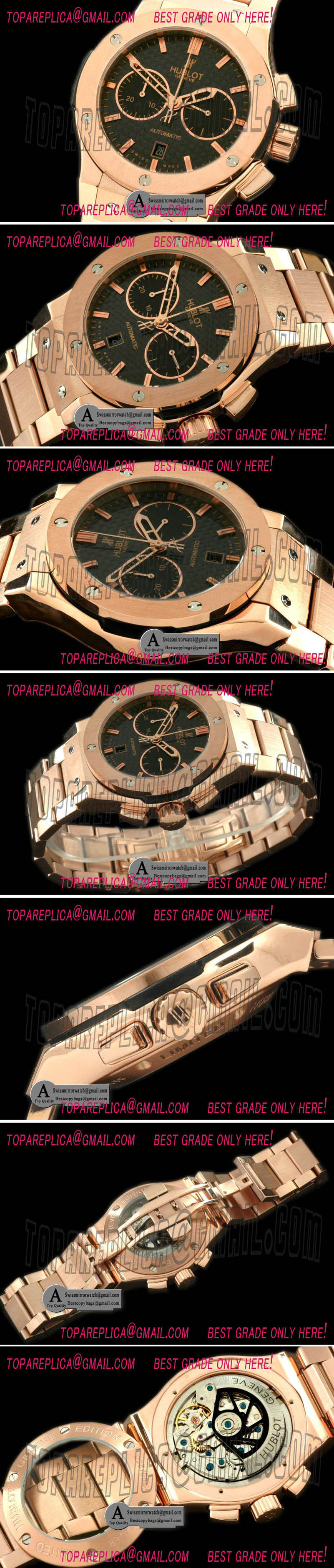 Hublot Classic Fusion Chrono V2 521.OX.7080.OX Rose Gold Rose Gold Grey Black A 7750 Replica Watches