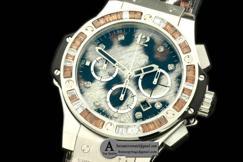 Hublot Leopard Bang SS Leather A-7750 Replica Watches