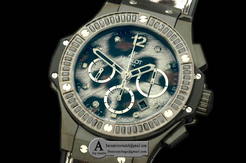 Hublot Leopard Bang PVD Leather A-7750 Replica Watches