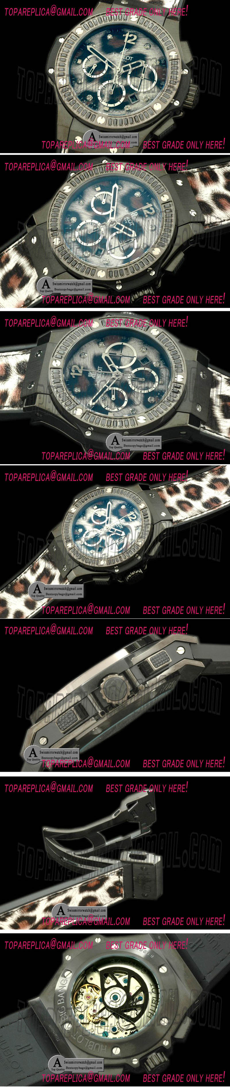Hublot Leopard Bang PVD Leather A-7750 Replica Watches