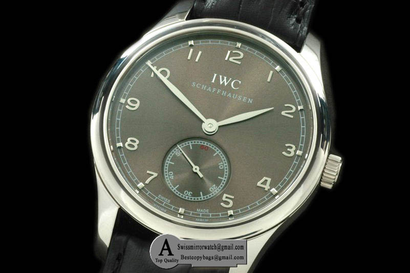 IWC Portuguese Vintage Auto SS Leather Grey Asia 2824 28800b Replica Watches