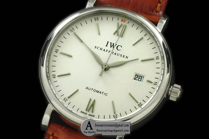IWC Portofino Automatic SS Leather White Asia 2892 Replica Watches