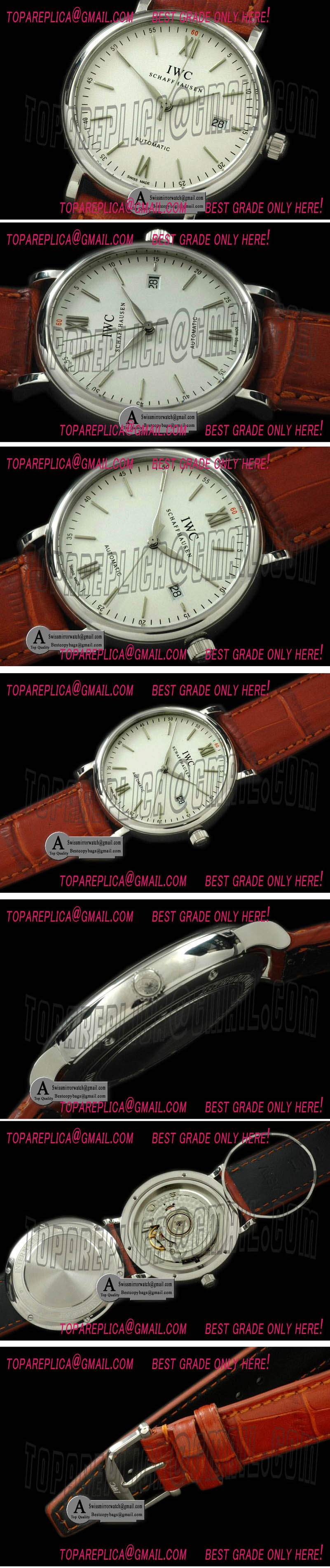 IWC Portofino Automatic SS Leather White Asia 2892 Replica Watches