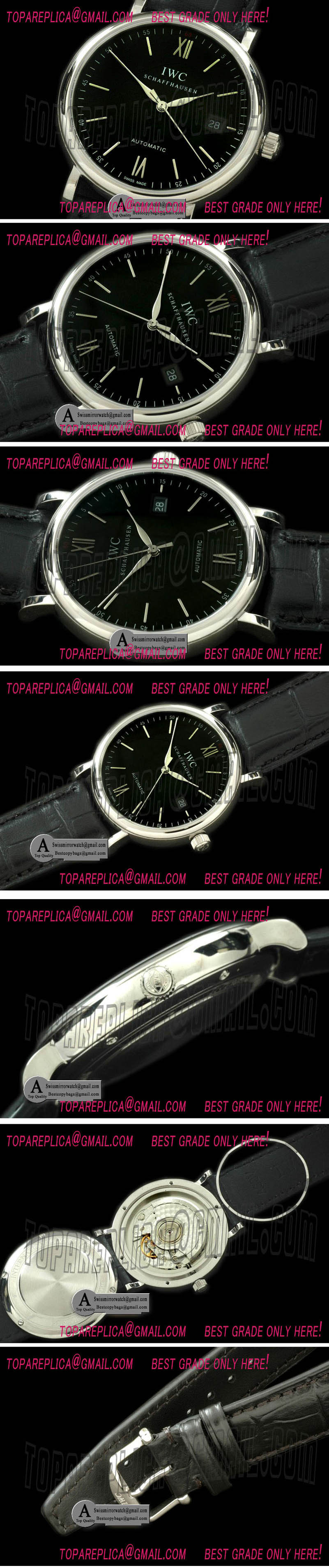 IWC Portofino Automatic SS Leather Black Asia 2892 Replica Watches