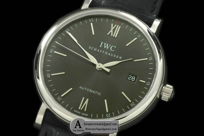 IWC Portofino Automatic SS Leather Grey Asia 2892 Replica Watches