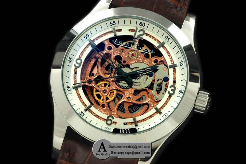 Jaeger Le Coultre Master Skeleton SS Leather White Asian 23J Auto Replica Watches