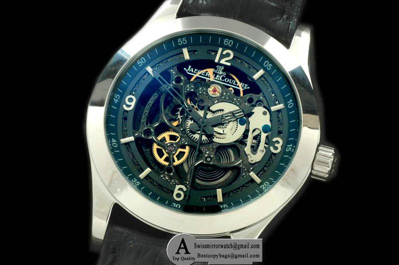 Jaeger Le CoultreMaster Skeleton SS Leather Black Asian 23J Auto Replica Watches